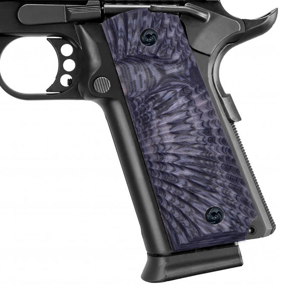 Guuun 1911 Grips G10 Full Size 1911 Grip Ambi Safety Cut Big Scoop Sunburst Texture  H1-S - Guuun Grips