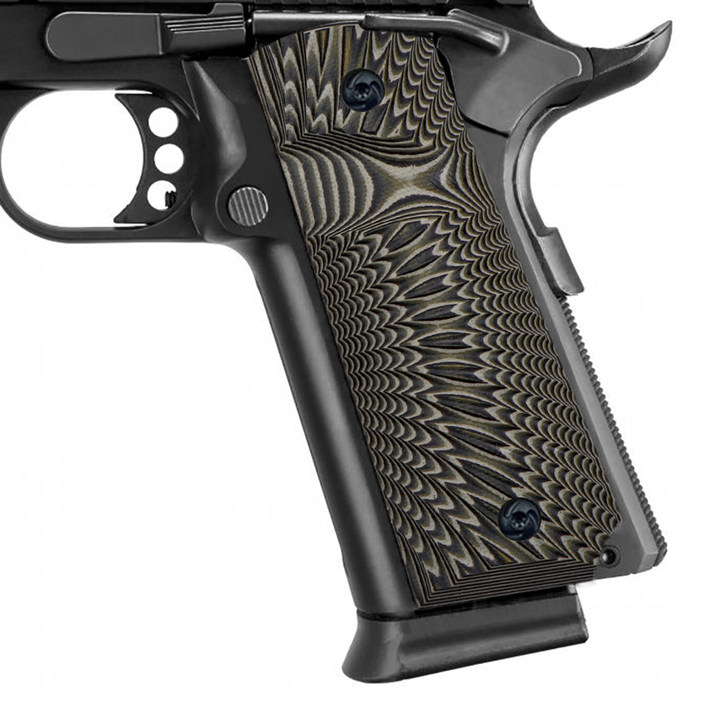 Guuun 1911 Grips G10 Full Size 1911 Grip Ambi Safety Cut Big Scoop Sunburst Texture  H1-S - Guuun Grips