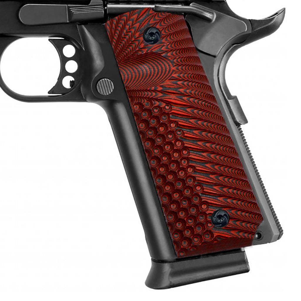 Guuun 1911 Grips G10 Full Size Government Ambi Safety Cut Custom OPS Eagle Wing Texture H1 A - Guuun Grips