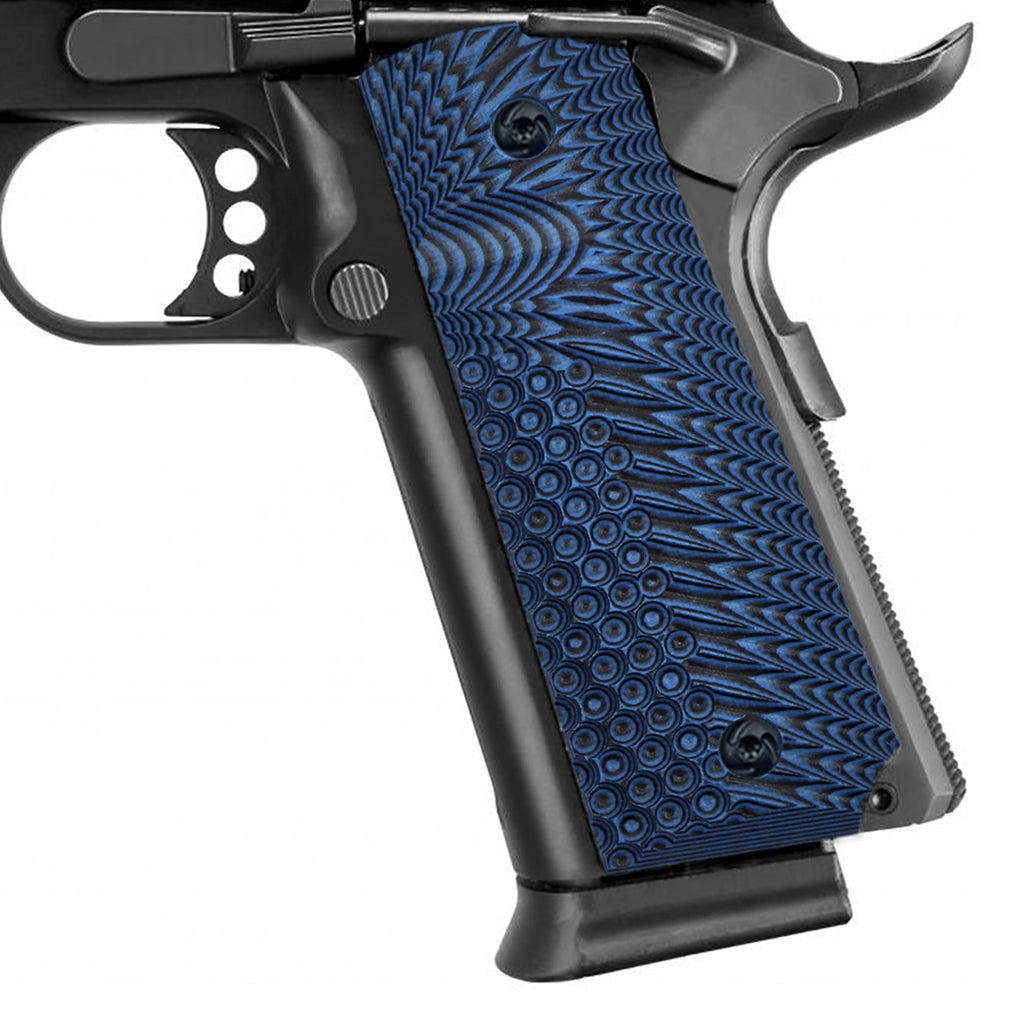 Guuun 1911 Grips G10 Full Size Government Ambi Safety Cut Custom OPS Eagle Wing Texture H1 A - Guuun Grips