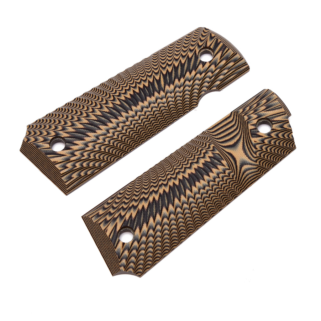 Guuun 1911 Grips G10 Full Size 1911 Grip Ambi Safety Cut Big Scoop Sunburst Texture  H1-S - Guuun Grips