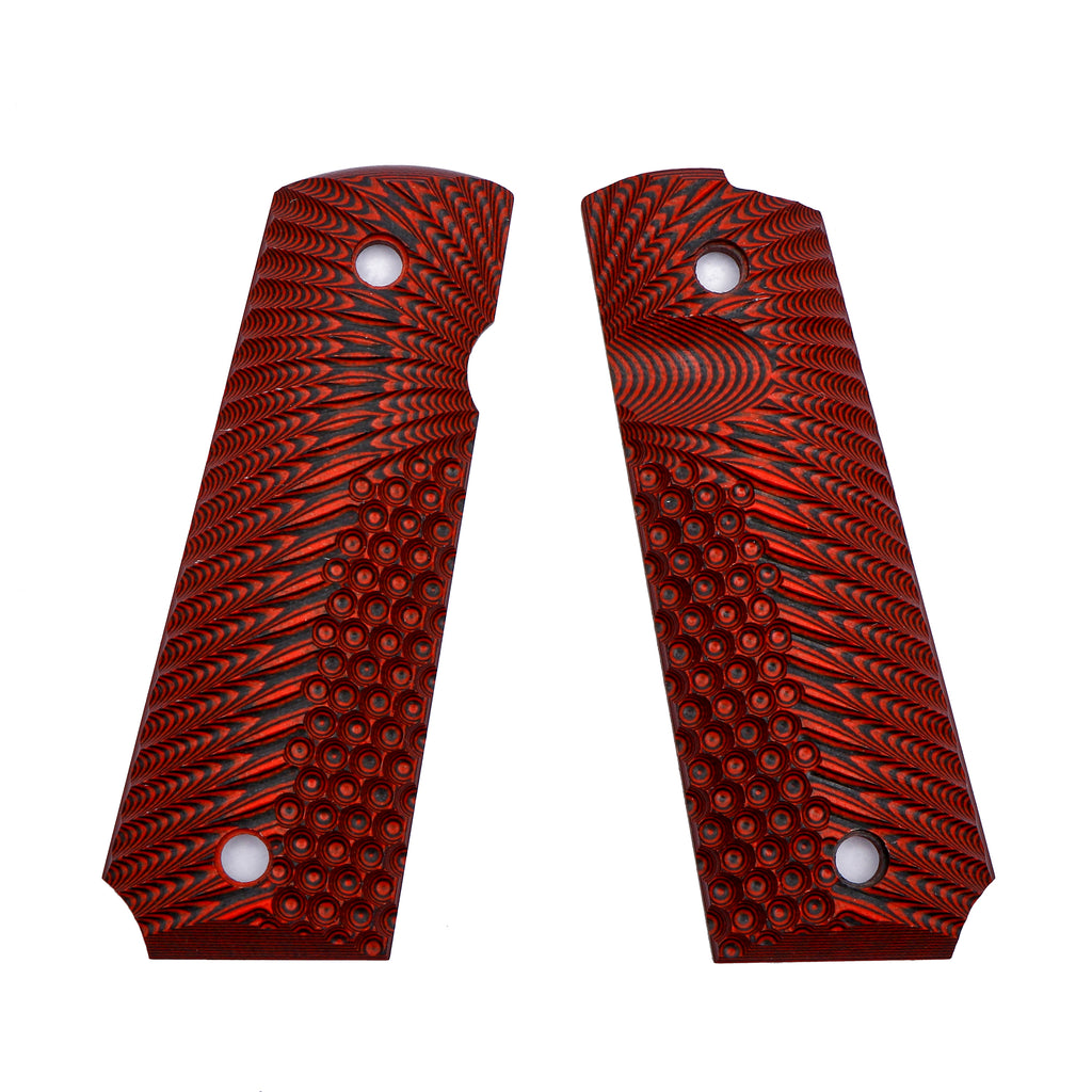 Guuun 1911 Grips G10 Full Size Government Ambi Safety Cut Custom OPS Eagle Wing Texture H1 A - Guuun Grips