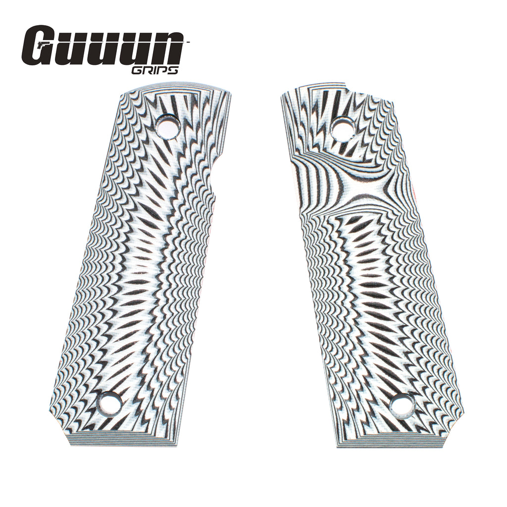 Guuun 1911 Grips G10 Full Size 1911 Grip Ambi Safety Cut Big Scoop Sunburst Texture  H1-S - Guuun Grips