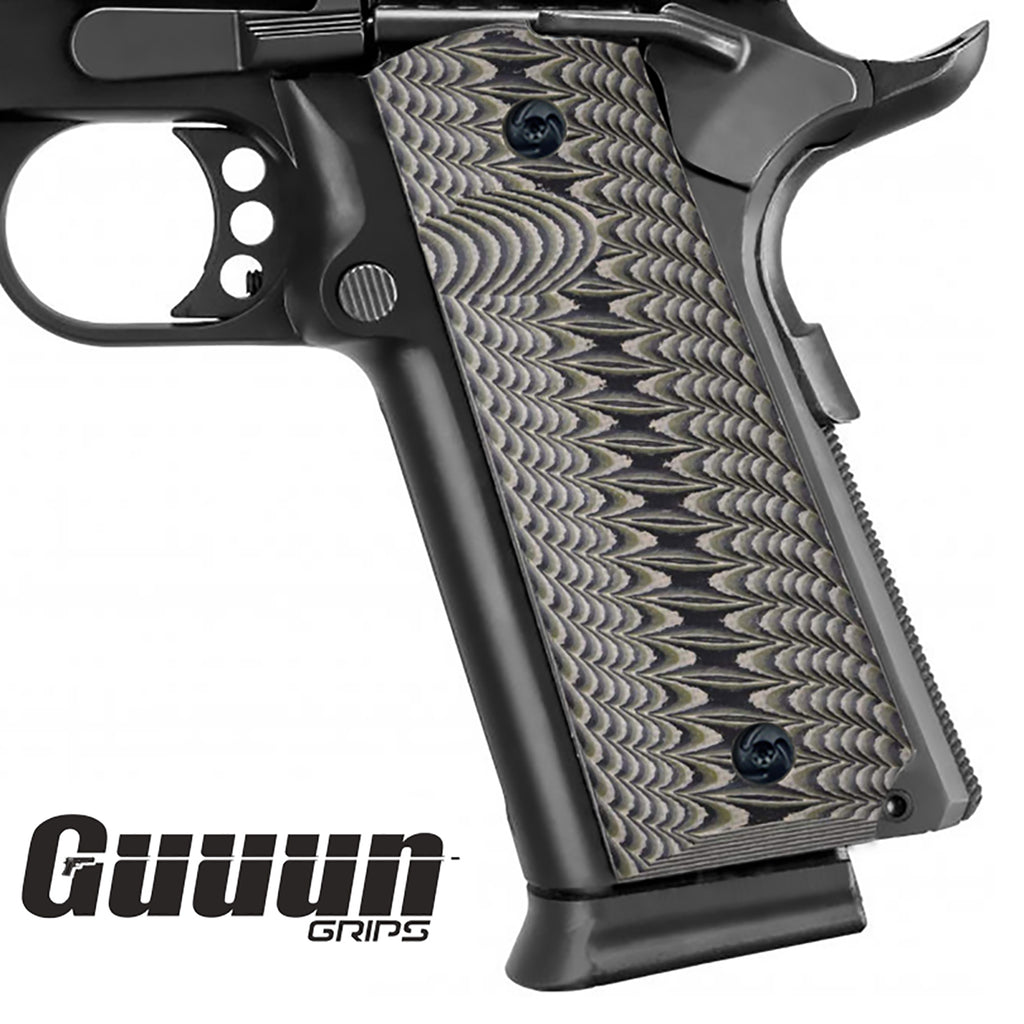 Guuun 1911 Grips G10 Full Size Government Ambi Safety Cut Custom Claw Mark Texture H1-XG - Guuun Grips