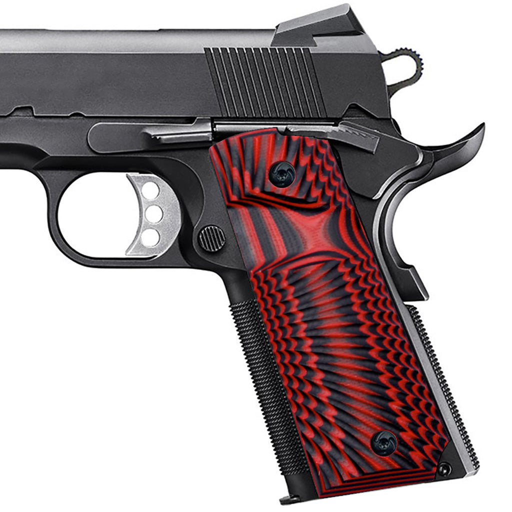 Guuun 1911 Grips G10 Full Size 1911 Grip Ambi Safety Cut Big Scoop Sunburst Texture  H1-S - Guuun Grips