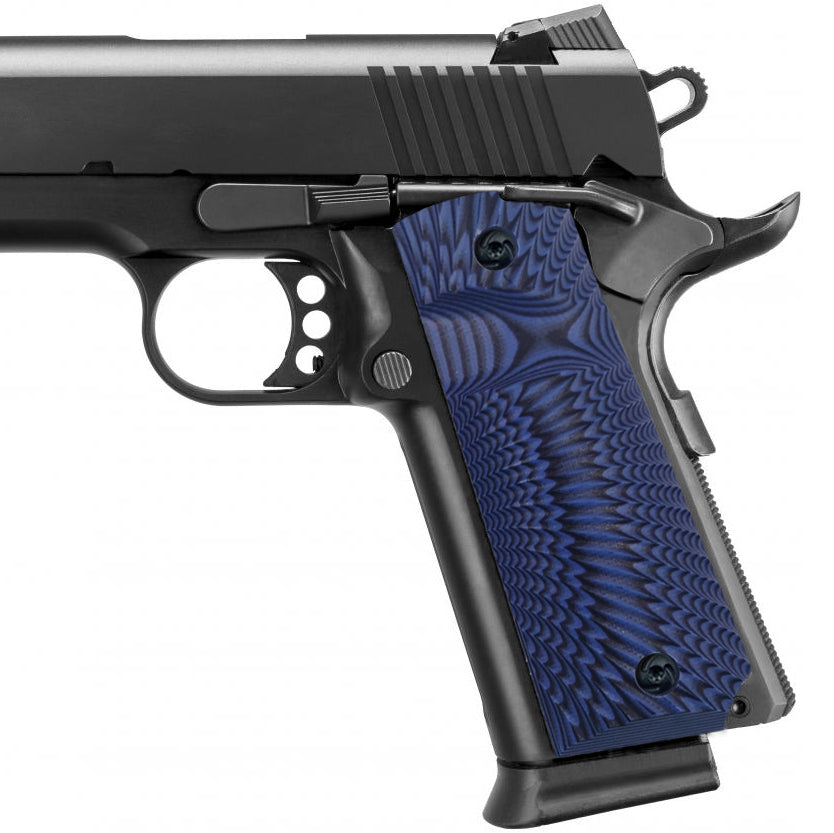 Guuun 1911 Grips G10 Full Size 1911 Grip Ambi Safety Cut Big Scoop Sunburst Texture  H1-S - Guuun Grips