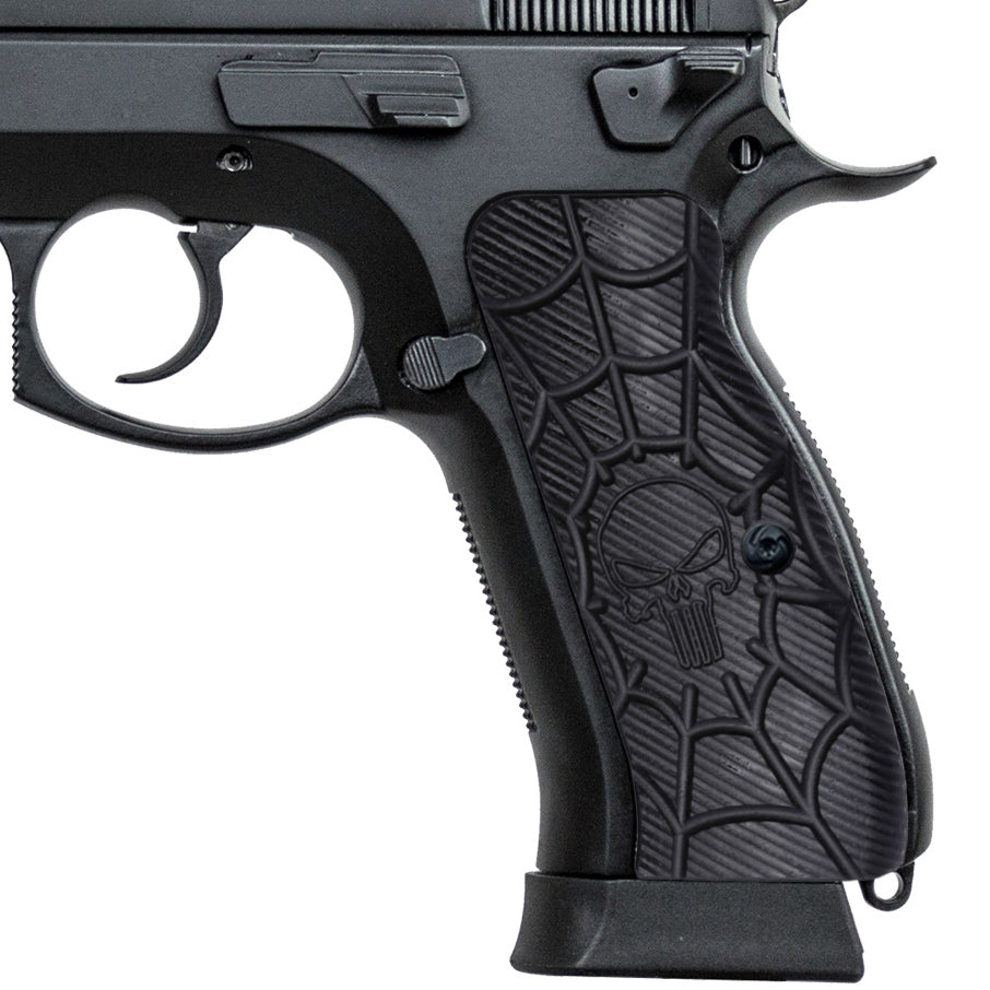 Guuun CZ75 Grips G10 Full Size CZ 75 SP01 Grips Tactical Pistol Cobweb Skull Texture H6 C - Guuun Grips