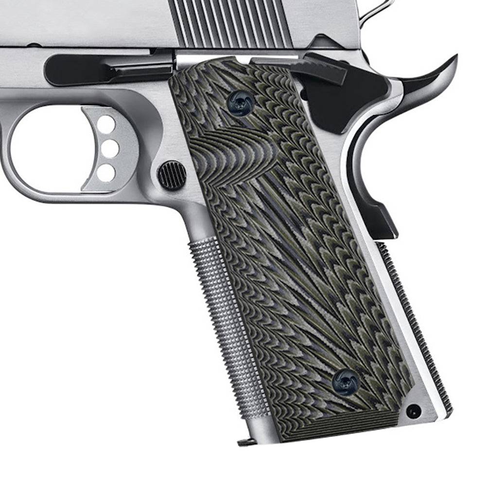 Guuun 1911 Grips G10 Fit Full Size Government and Commander 1911 Starburst Texture Ambi Safety Cut H1-F - Guuun Grips