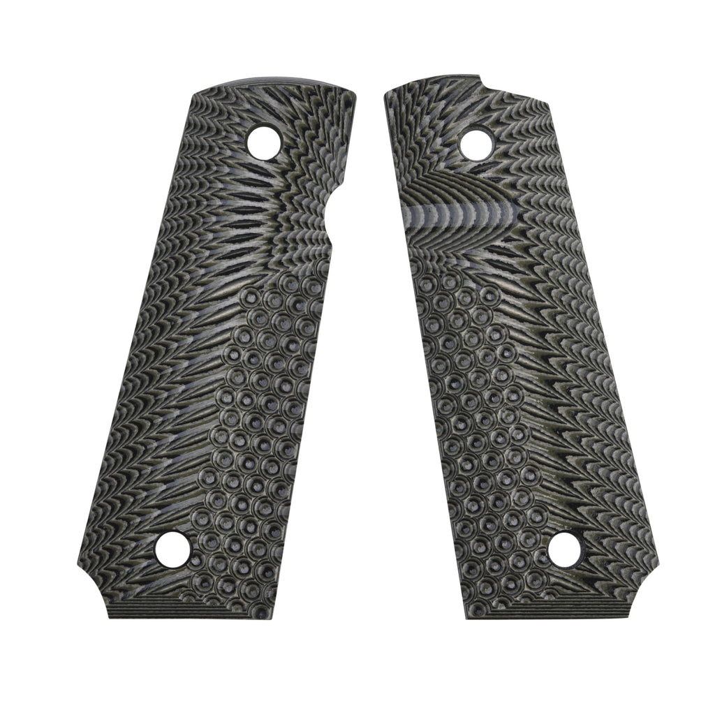 Guuun 1911 Grips G10 Full Size Government Ambi Safety Cut Custom OPS Eagle Wing Texture H1 A - Guuun Grips