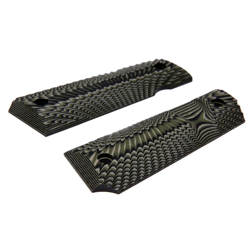 Guuun 1911 Grips G10 Full Size 1911 Grip Ambi Safety Cut Big Scoop Sunburst Texture  H1-S - Guuun Grips