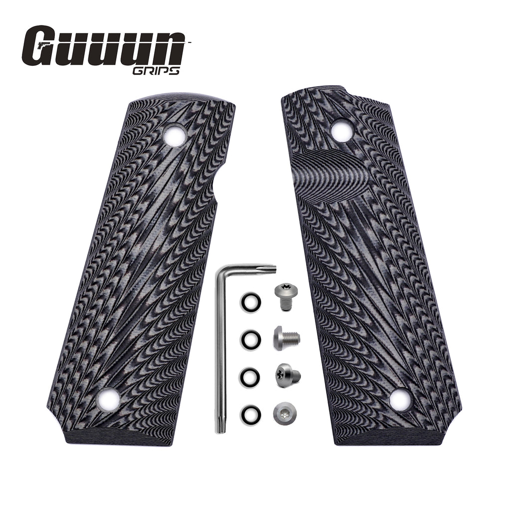 Guuun 1911 Grips G10 Fit Full Size Gov /Commander 1911 Starburst Texture Ambi Includes free screw set H1-F - Guuun Grips