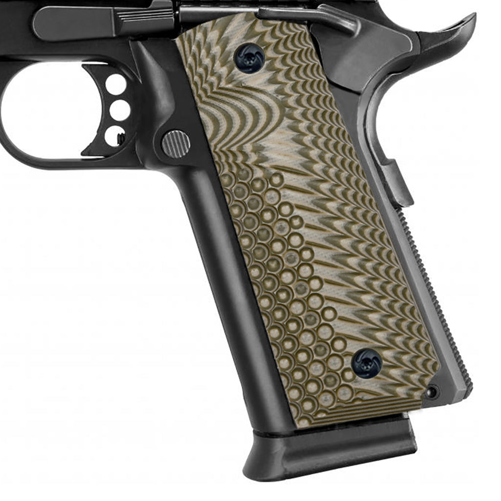 Guuun 1911 Grips G10 Full Size Government Ambi Safety Cut Custom OPS Eagle Wing Texture H1 A - Guuun Grips