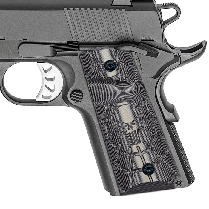 G10 Pistol Grips for Officer 1911 Compact Skull Skeleton Texture - 5 Color Options - H1C-C - Guuun Grips