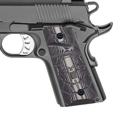 G10 Pistol Grips for Officer 1911 Compact Skull Skeleton Texture - 5 Color Options - H1C-C - Guuun Grips