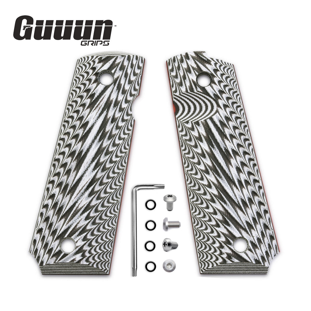 Guuun 1911 Grips G10 Fit Full Size Gov /Commander 1911 Starburst Texture Ambi Includes free screw set H1-F - Guuun Grips