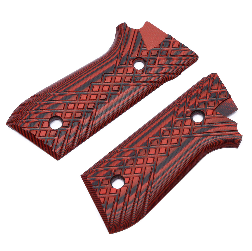 G10 Grips for Taurus PT92 Grip Compatible with PT 92/99/100/101 and Decocker Crosshatch Texture - T2-JX - Guuun Grips