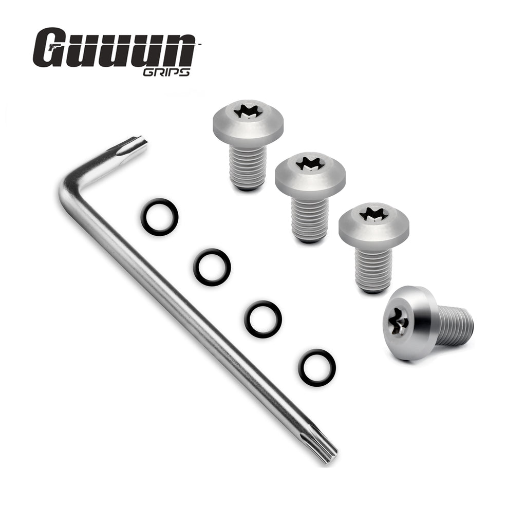 Guuun 1911 Grip Screws Bushings, T10 Torx Key, 4 O Rings, Stainless Steel Silver, Short bushing - Guuun Grips