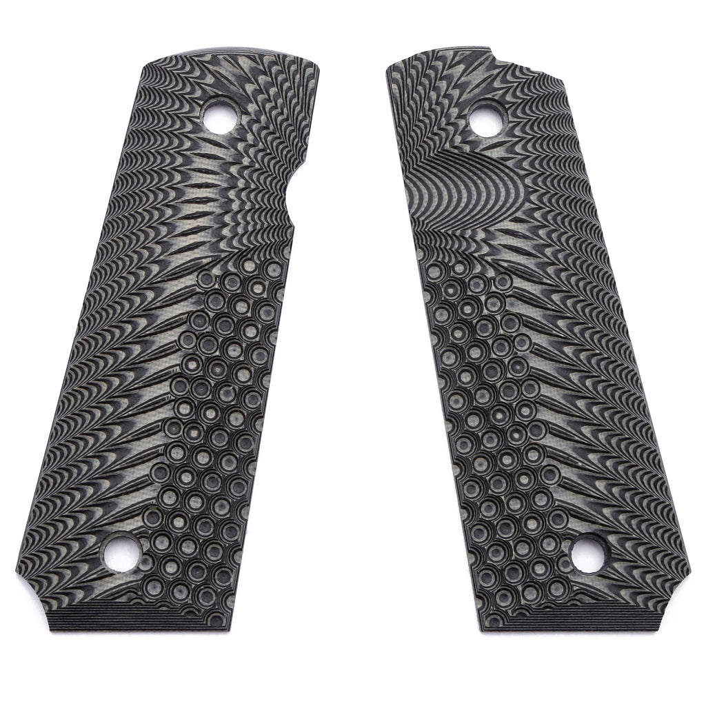 Guuun 1911 Grips G10 Full Size Government Ambi Safety Cut Custom OPS Eagle Wing Texture H1 A - Guuun Grips