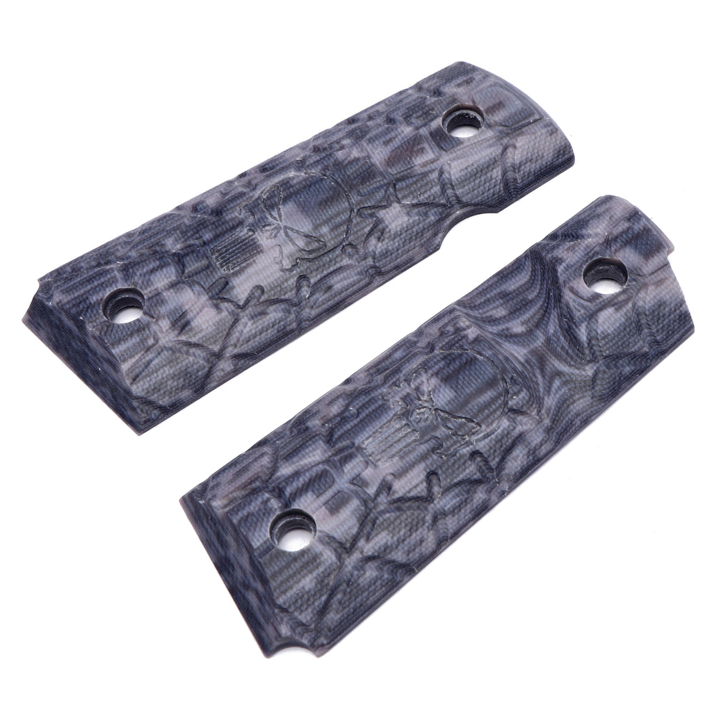 G10 Pistol Grips for Officer 1911 Compact Skull Skeleton Texture - 5 Color Options - H1C-C - Guuun Grips