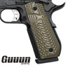 Guuun 1911 Grips G10, Full Size Government Grips, Bobtail Round Butt Cut, Eagle Wing Golf Texture H2-A - Guuun Grips