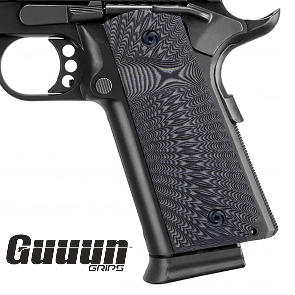 1911 Full Size Government Grips - USMC Semper Fi Metal Grips, Black Finish