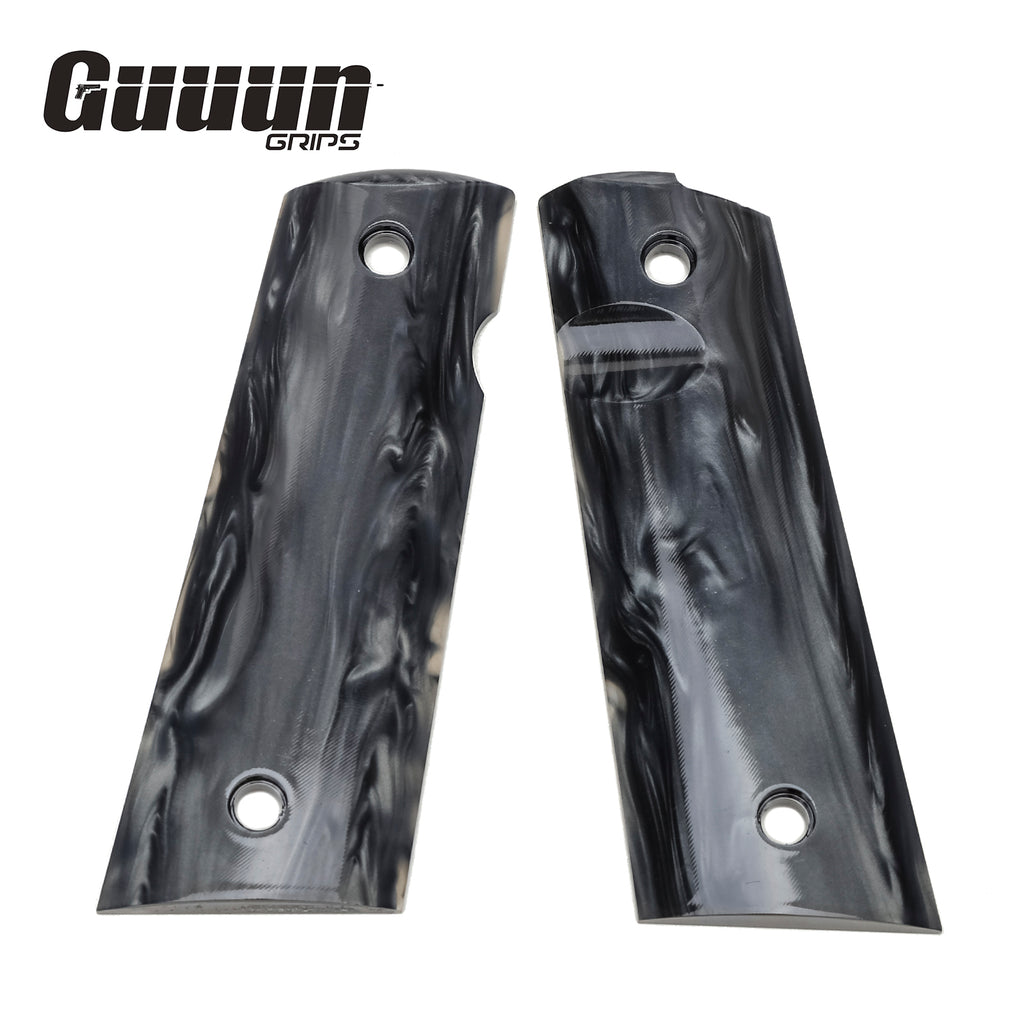 Guuun 1911 Magwell Grips High Polished Synthetic Pearl Resin Ambi Safety Cut H3-YKGM - Guuun Grips