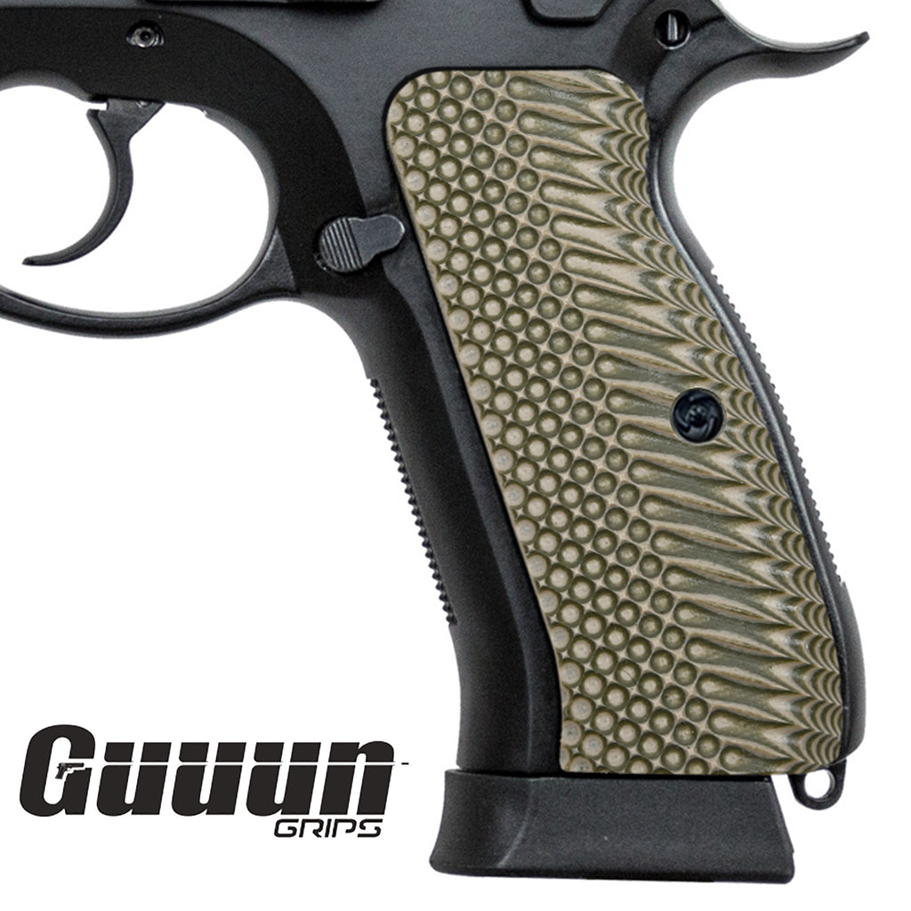 Guuun CZ 75 Grips Full Size G10 CZ75 SP-01 Grip OPS Tactics Texture  - 8 Color Options -H6 LX - Guuun Grips