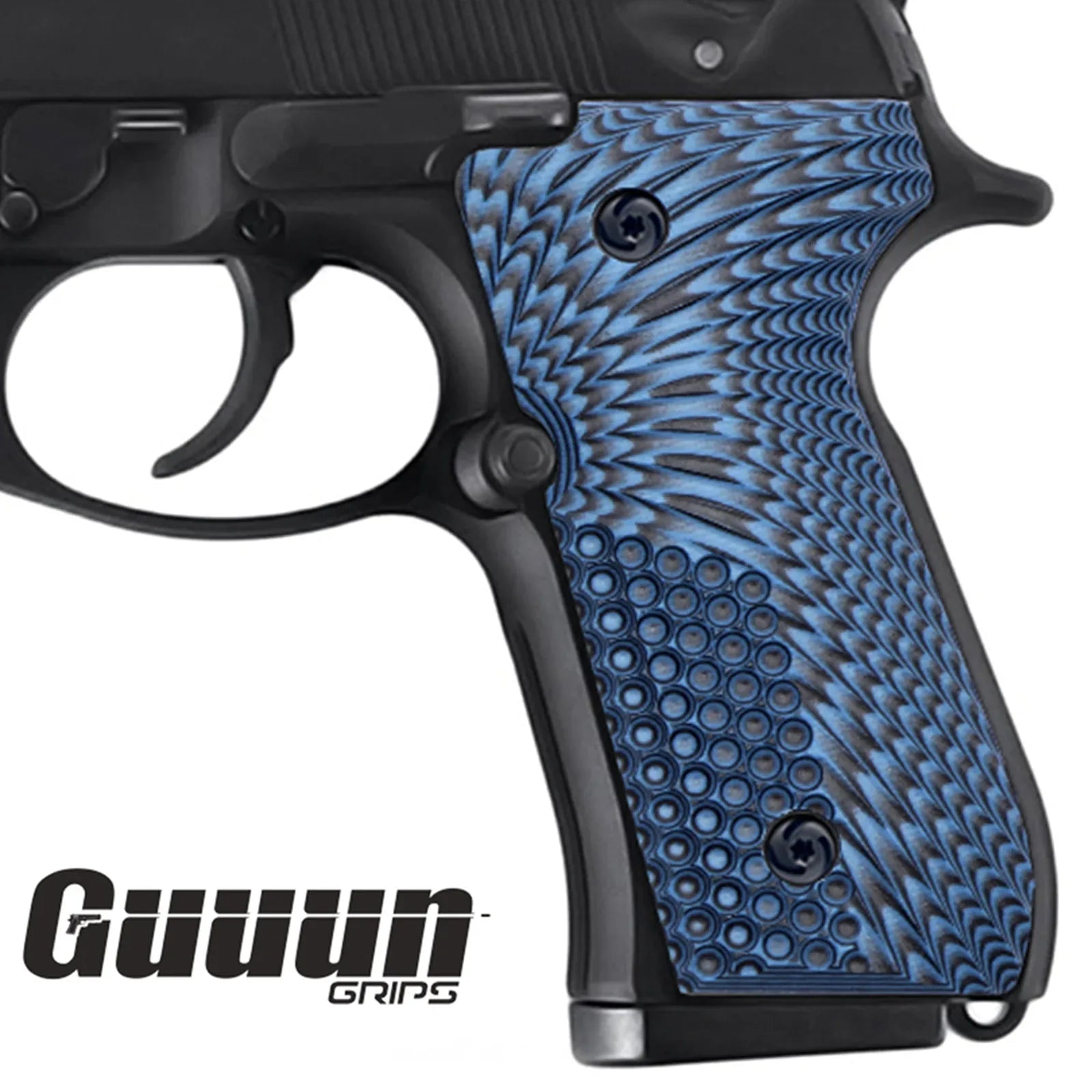 KSD Walnut Wood Grips For Beretta 92FS, M9, 92A1, 92G & More - Handcrafted Mayan Design, Customizable Options
