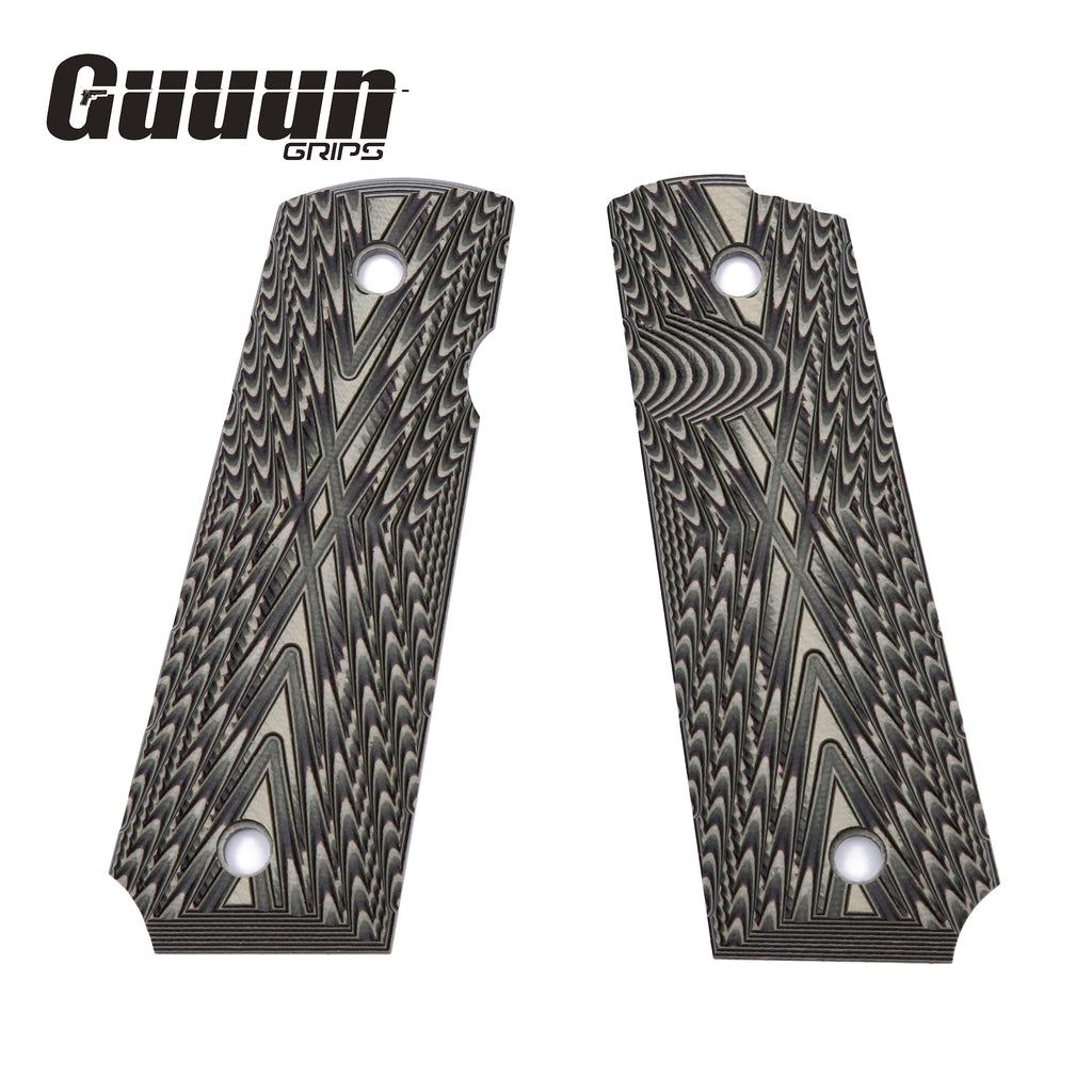 Guuun G10 1911 Grips For Full Size Government Ambi Safety Cut Custom OPS Texture H1-X - Guuun Grips