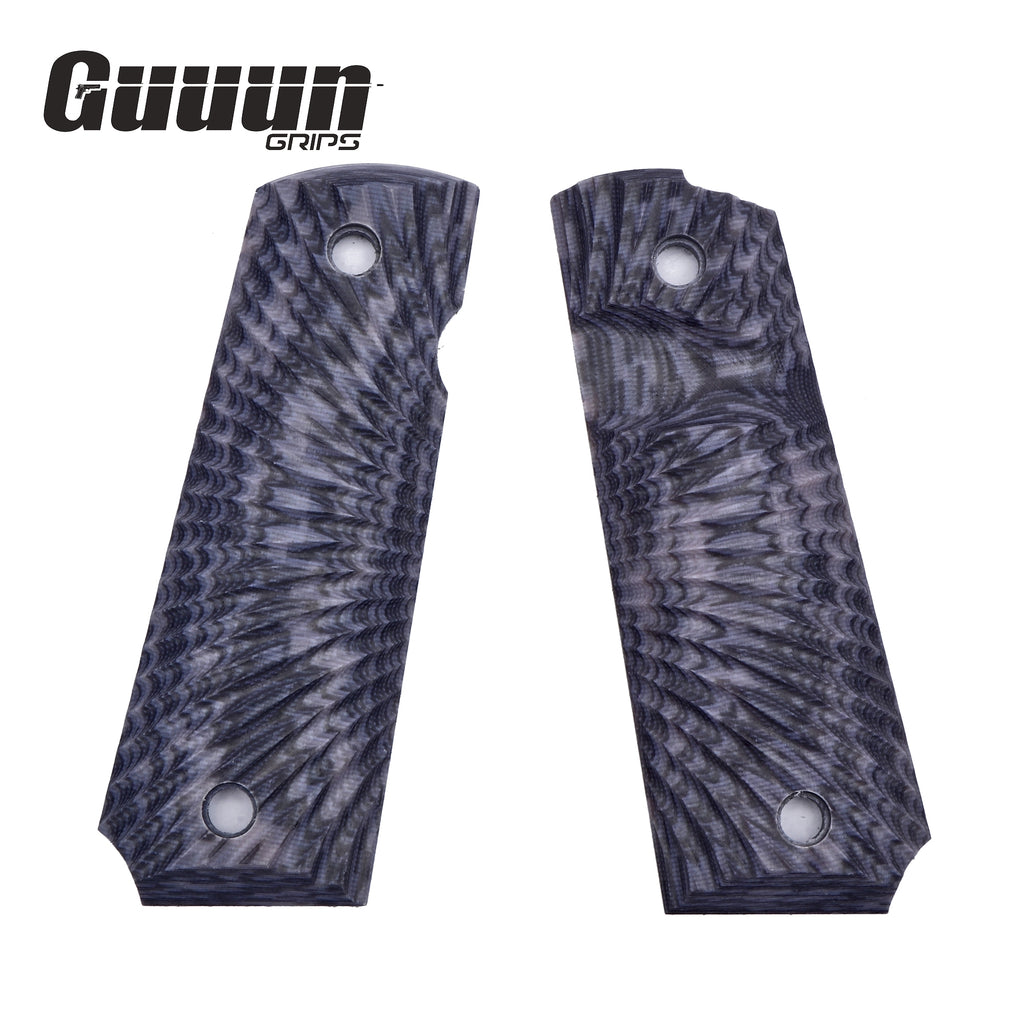 Guuun 1911 Grips G10 Full Size 1911 Grip Ambi Safety Cut Big Scoop Sunburst Texture  H1-S - Guuun Grips