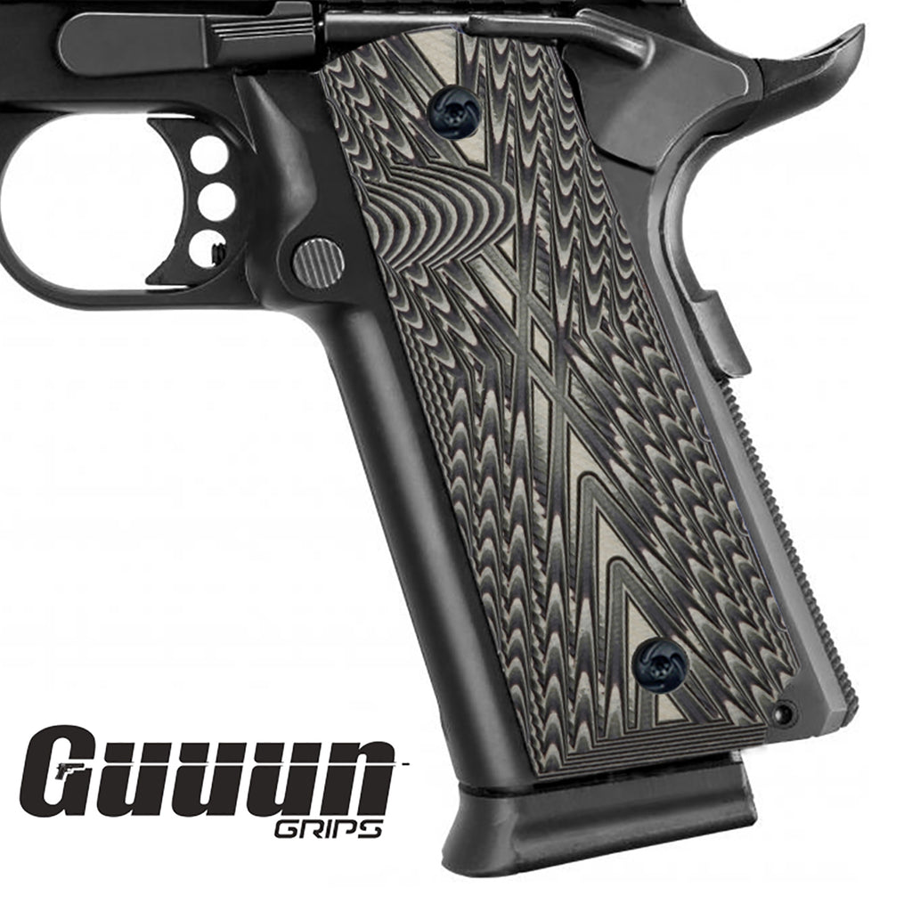 Guuun G10 1911 Grips For Full Size Government Ambi Safety Cut Custom OPS Texture H1-X - Guuun Grips