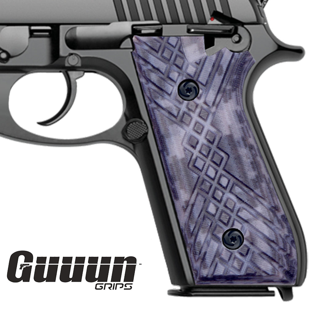 G10 Grips for Taurus PT92 Grip Compatible with PT 92/99/100/101 and Decocker Crosshatch Texture - T2-JX - Guuun Grips