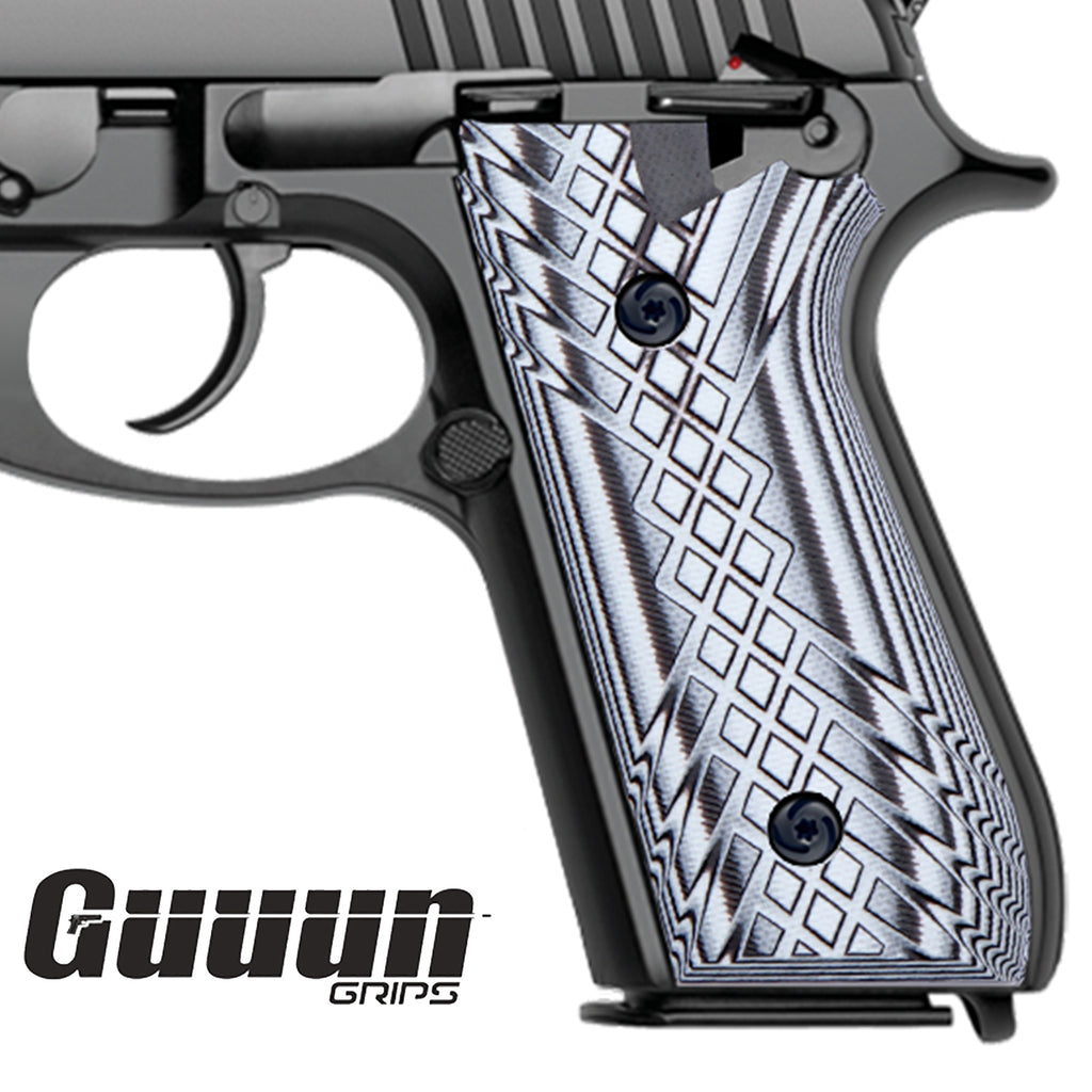 G10 Grips for Taurus PT92 Grip Compatible with PT 92/99/100/101 and Decocker Crosshatch Texture - T2-JX - Guuun Grips