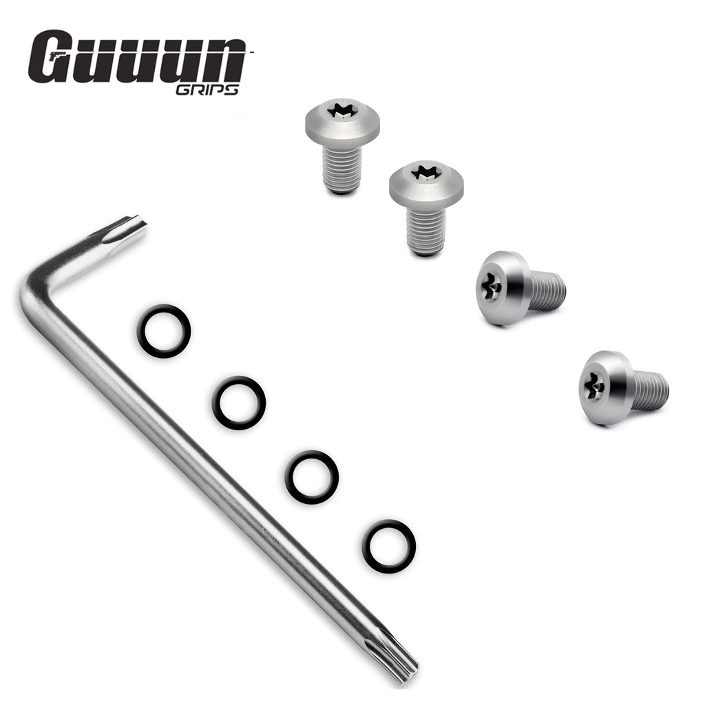 Guuun 1911 Grip Screws Bushings, T10 Torx Key, 4 O Rings, Stainless Steel Silver, Standard bushing - Guuun Grips