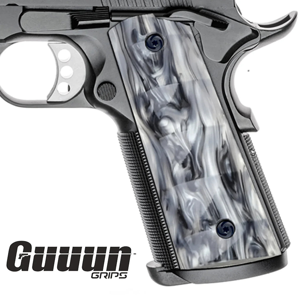Handmade White Pearl Resin Grips With Kimber Logo For 1911 Compact & Officer Models