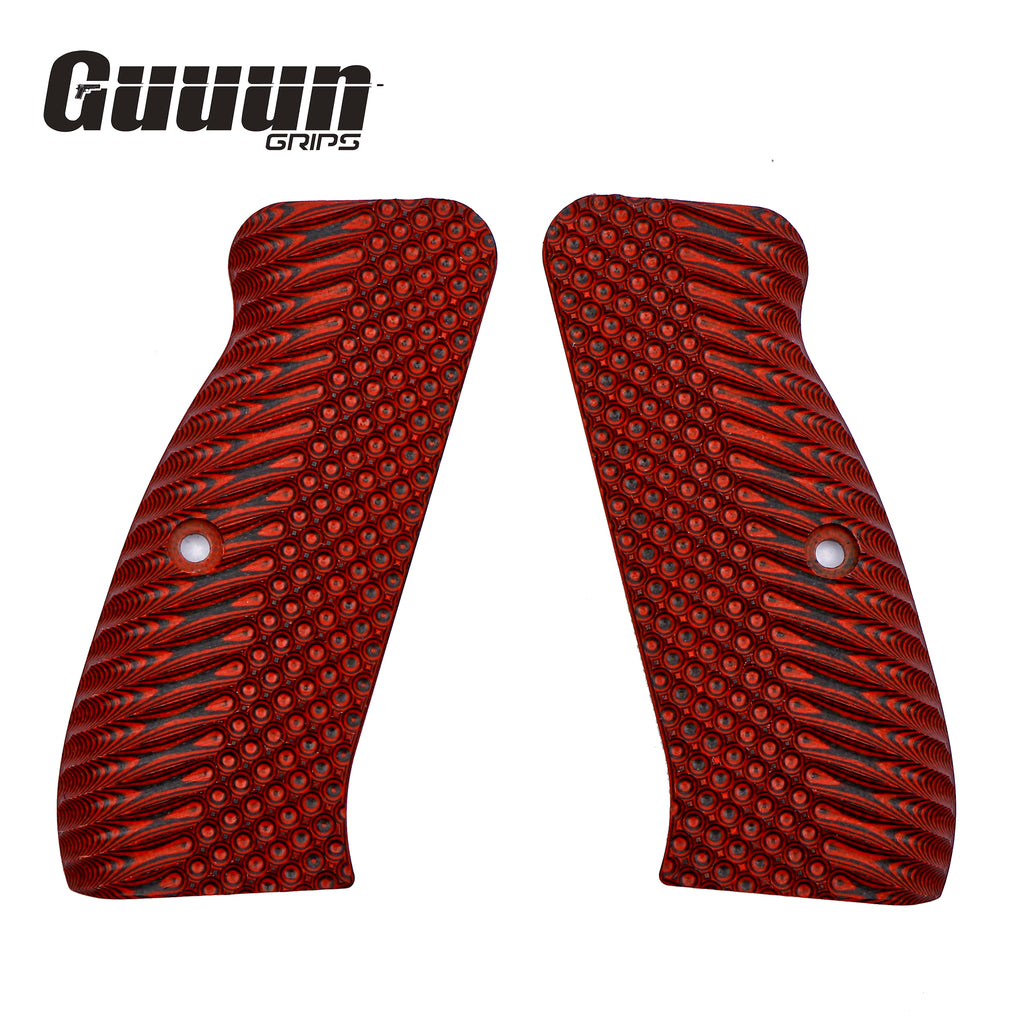 Guuun CZ 75 Grips Full Size G10 CZ75 SP-01 Grip OPS Tactics Texture  - 8 Color Options -H6 LX - Guuun Grips